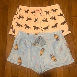Cozy Horse and Bubble Tea Fleece Shorts Set